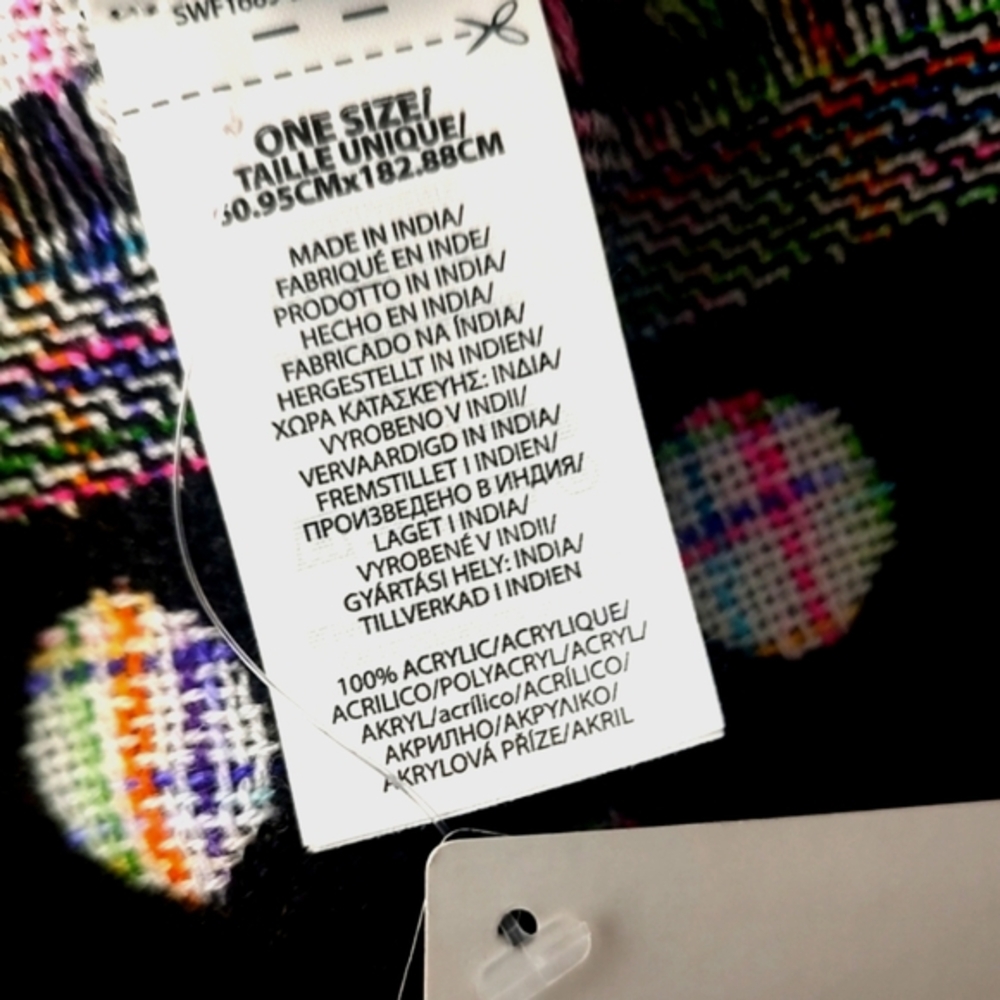 Echo Multi Colored Black Scarf NWT - image 5